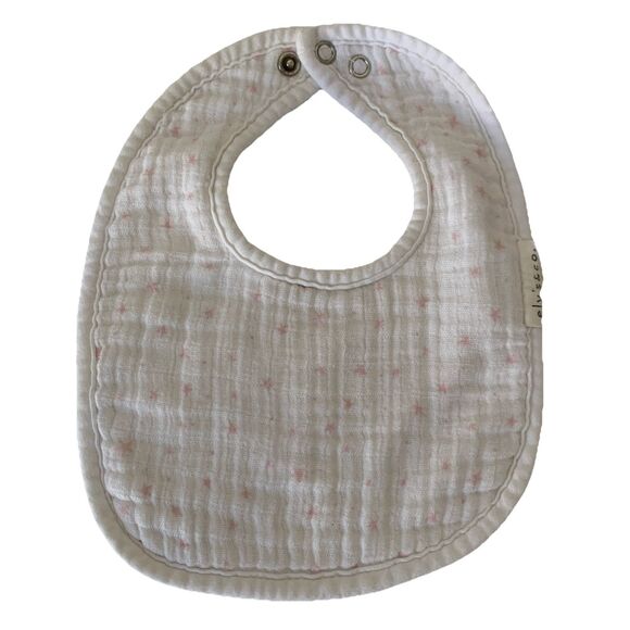 Ely's & Co Muslin Terry Baby Bibs Rose Pink 0-6 Months Qty 3 Solid Stripes Stars - Picture 5 of 9